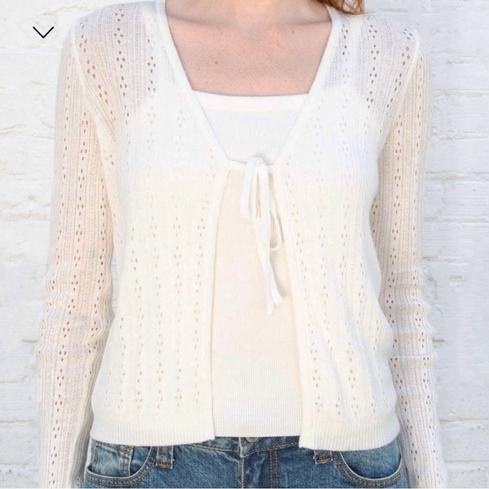 Brandy Melville Ivory Eyelit Light Sweater/Top (Never Worn/New Condition)